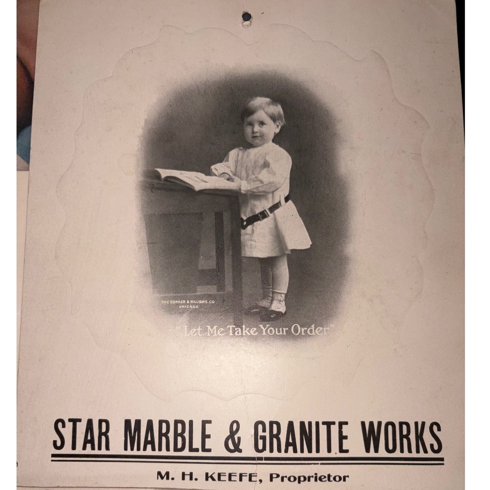 Vintage Star Marble & Granite Works Advertising Sign / Trade Card